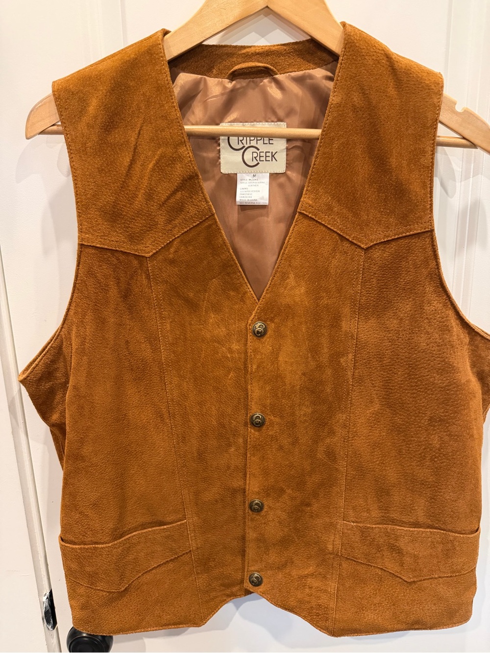 Cripple Creek Suede Vest in Warm Cognac